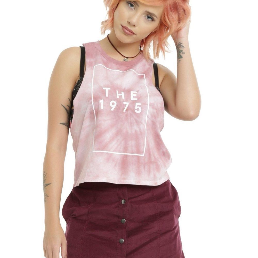 The 1975 Pink Tie-Dye Crop Tank